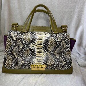 Z Spoke Zac Posen Snakeskin Leather Satchel Crossbody or Shoulder Bag